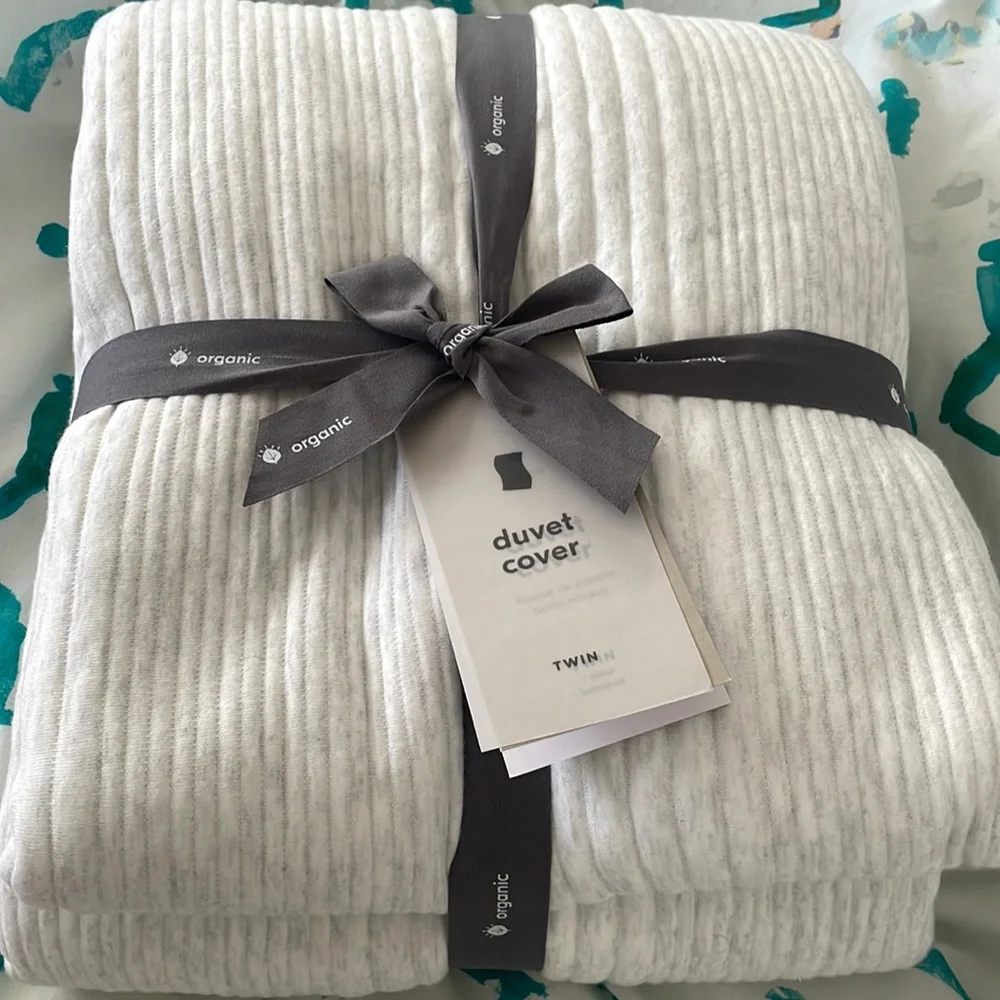 New West elm Jersey soft cloud cotton Light Heather gray Twin Duvet Cover